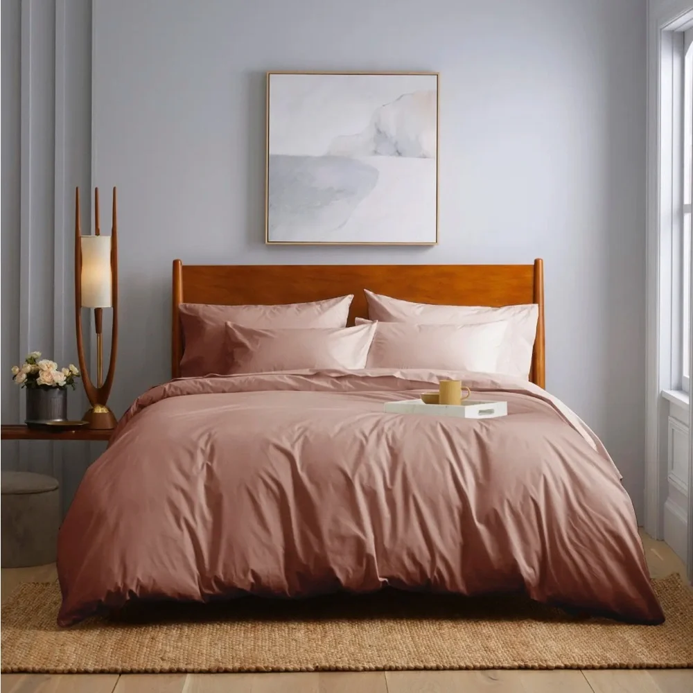 Quince Organic Percale Duvet Cover Full Queen Clay